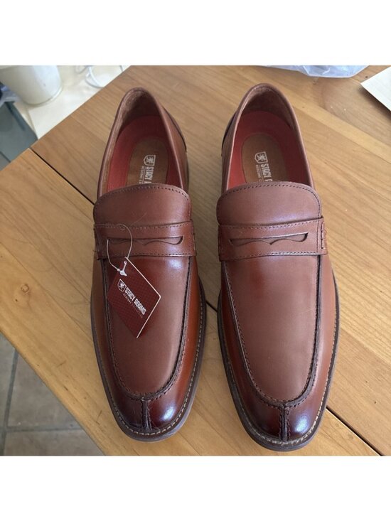 Mens Stacy Adams Marlowe Penny Slip On Cogac Leather 25550-221 Size 13 NWOB